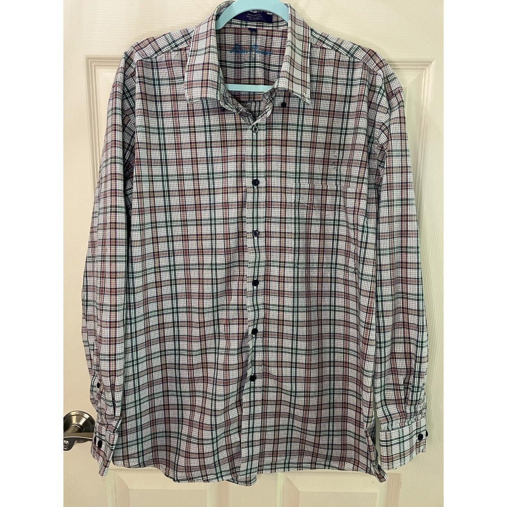 Alan Flusser Men's Long Sleeve Button Up Shirt XL Red And Green